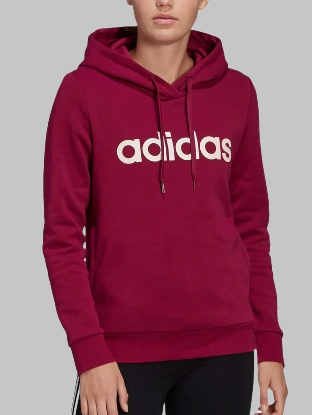 Adidas Linear Pullover Hoodie with White Logo Woman's M